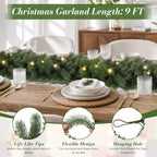 9FT Pre-Lit Christmas Garland, Lighted Norfolk Pine Garland, alternate view 2