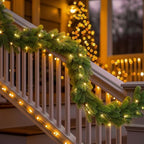 9FT Pre-Lit Christmas Garland, Lighted Norfolk Pine Garland, alternate view 3