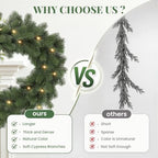 9FT Pre-Lit Christmas Garland, Lighted Norfolk Pine Garland, alternate view 6
