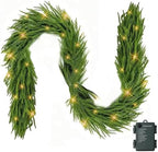 9FT Pre-Lit Christmas Garland with Lights, 50 LED Lighted Artificial Norfolk Pine Garlands, Christmas, alternate view 4