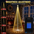 9FT Smart LED Outdoor Christmas Tree Lights Pop Up with Star, alternate view 2