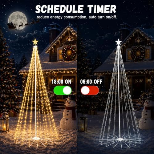 9FT Smart LED Outdoor Christmas Tree Lights Pop Up with Star, alternate view 6