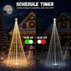 9FT Smart LED Outdoor Christmas Tree Lights Pop Up with Star, alternate view 6