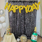 9FTx10FT Black Large Sequin Backdrop for Halloween Party, 1 Panel in 9 ft W x 10 ft L (1 Panel) in Black, alternate view 2