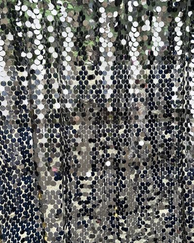 9FTx10FT Black Large Sequin Backdrop for Halloween Party, 1 Panel in 9 ft W x 10 ft L (1 Panel) in Black, alternate view 5