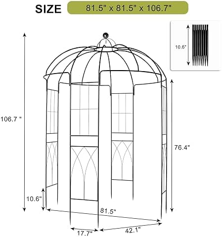 9ftx6.8ft Metal Birdcage Garden Arch Arbor, alternate view 3