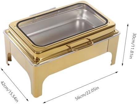 9L Chafing Dishes for Buffet Stainless Steel Food Warmer Buffet Server Gold, alternate view 3