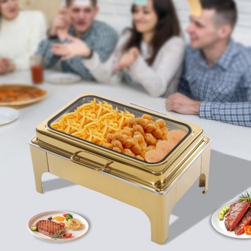 9L Chafing Dishes for Buffet Stainless Steel Food Warmer Buffet Server Gold, alternate view 6