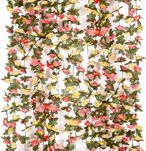 9Pcs 74FT Champagne and Orange Flower Garland for Wedding Backdrop
