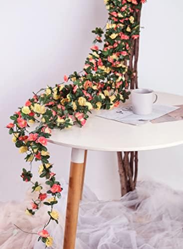 9Pcs 74FT Champagne and Orange Flower Garland for Wedding Backdrop, alternate view 4