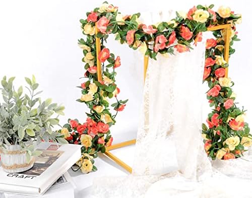 9Pcs 74FT Champagne and Orange Flower Garland for Wedding Backdrop, alternate view 5