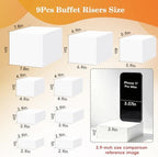 9Pcs White Buffet Risers with Mini Table Sign, Maker and Serving Tongs, Acrylic Food Display Stands for Buffet, alternate