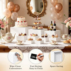 9Pcs White Buffet Risers with Mini Table Sign, Maker and Serving Tongs, Acrylic Food Display Stands for Buffet, alternate