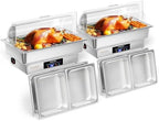 9QT 2 Pack Electric Chafing Dishes for Buffet, Roll Top Chafing Dish Buffet Set, Stainless Steel Chafers with