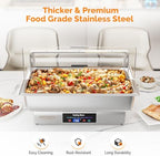 9QT 2 Pack Electric Chafing Dishes for Buffet, Roll Top Chafing Dish Buffet Set, Stainless Steel Chafers with, alternate view