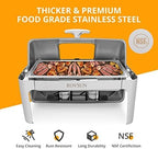 9QT 3 Packs Roll Top Chafing Dish Buffet Set, Stainless Steel Chafers for Catering, Rectangular Buffet Servers, alternate
