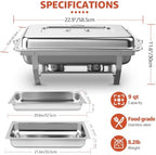 9QT 5 Pack Chafing Dishes for Buffet, Chafing Dish Buffet Warmers, alternate view 2