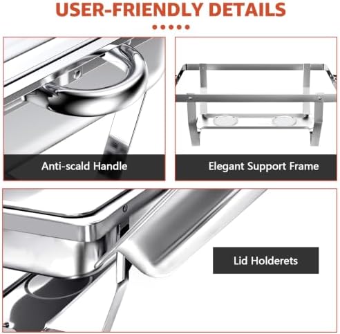 9QT 5 Pack Chafing Dishes for Buffet, Chafing Dish Buffet Warmers, alternate view 6