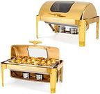 9QT Chafing Dishes for Buffet 2 Pack, Roll Top Chafing Dish Buffet Set, Stainless Steel Buffet Warmer Chafers