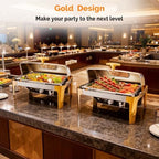 9QT Chafing Dishes for Buffet 2 Pack, Roll Top Chafing Dish Buffet Set with Glass Window [Elegant Gold and, alternate view 2