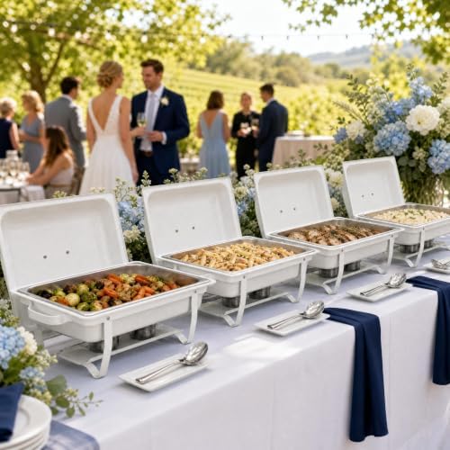 9QT Chafing Dishes for Buffet 2 Pack, White Maifanite-Coated in White, alternate view 7