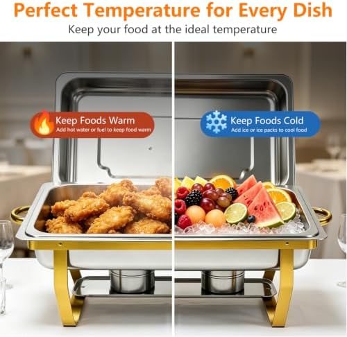 9QT Chafing Dishes for Buffet, 4 Pack Stainless Steel Buffet Servers and Warmers, Rectangular Chafing Dish, alternate view 4