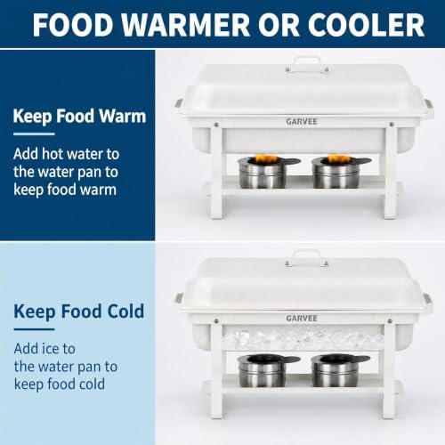 9QT Chafing Dishes for Buffet 4 Pack, White Maifanite-Coated in White, alternate view 6
