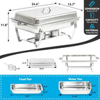 9QT Chafing Dishes for Buffet 4 Pack with 4 Full-Size Pans Silver in Silver-002, alternate view 3