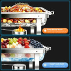 9QT Chafing Dishes for Buffet 4 Pack with 4 Full-Size Pans Silver in Silver-002, alternate view 4
