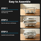 9QT Chafing Dishes for Buffet 4 Pack with 4 Full-Size Pans Silver in Silver-002, alternate view 7