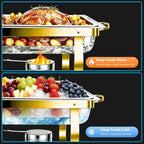9QT Chafing Dishes for Buffet 4 Pack with 7 Multi-Size Food Pans in Silver + Golden, alternate view 4