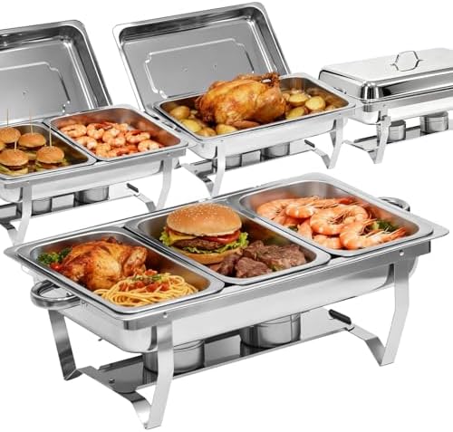 9Qt Chafing Dishes for Buffet 4Pack, 304 Stainless Steel Chafing Dish Buffet Set with Folding Frame, Food