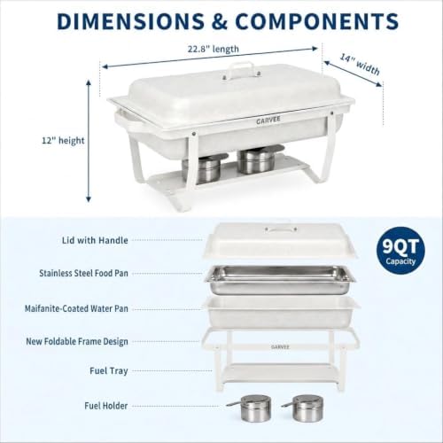 9QT Chafing Dishes for Buffet 5 Pack, White Maifanite-Coated in White, alternate view 3