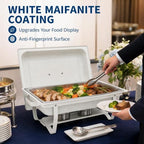 9QT Chafing Dishes for Buffet 5 Pack, White Maifanite-Coated in White, alternate view 5