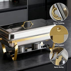 9Qt Chafing Dishes for Buffet, Gold Stainless Steel Chafing Dish Sets, Food Warmers for Parties, Buffet Servers, alternate