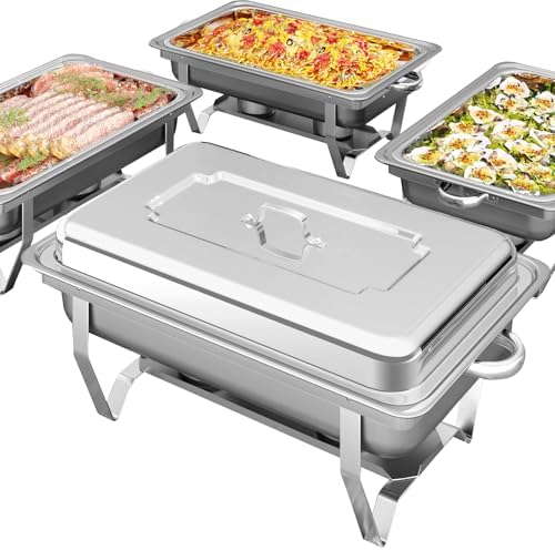 9Qt Chafing Dishes for Buffet, Roll Edge Designed Chafing Dish Buffet Set