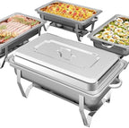 9Qt Chafing Dishes for Buffet, Roll Edge Designed Chafing Dish Buffet Set