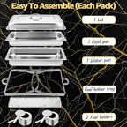 9Qt Chafing Dishes for Buffet, Roll Edge Designed Chafing Dish Buffet Set, alternate view 3