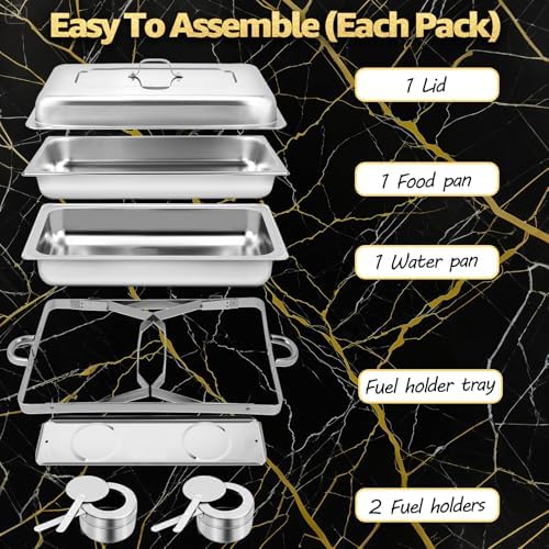 9Qt Chafing Dishes for Buffet, Roll Edge Designed Chafing Dish Buffet Set, alternate view 3