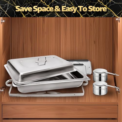 9Qt Chafing Dishes for Buffet, Roll Edge Designed Chafing Dish Buffet Set, alternate view 4