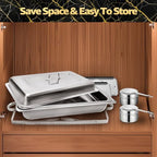 9Qt Chafing Dishes for Buffet, Roll Edge Designed Chafing Dish Buffet Set, alternate view 4