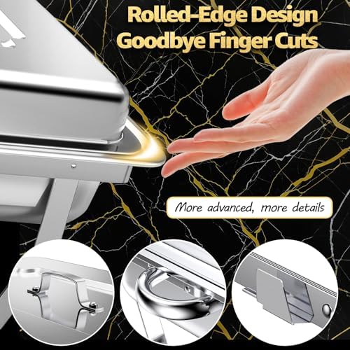 9Qt Chafing Dishes for Buffet, Roll Edge Designed Chafing Dish Buffet Set, alternate view 5