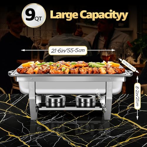 9Qt Chafing Dishes for Buffet, Roll Edge Designed Chafing Dish Buffet Set, alternate view 7