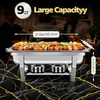 9Qt Chafing Dishes for Buffet, Roll Edge Designed Chafing Dish Buffet Set, alternate view 7