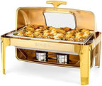 9QT Chafing Dishes for Buffet, Roll Top Chafing Dish Buffet Set, Stainless Steel Buffet Warmer Chafers and