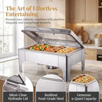 9QT Chafing Dishes for Buffet with Glass Lid, 4Pack Round Chafing Dish | Buffet Servers and Warmers Set in, alternate view 5