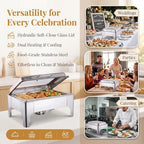 9QT Chafing Dishes for Buffet with Glass Lid, 4Pack Round Chafing Dish | Buffet Servers and Warmers Set in, alternate view 6