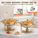 9QT Gold Chafing Dishes for Buffet, 2 Pack Round Chafer Set in Gold, alternate view 5