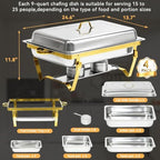 9QT Gold Rectangular Chafing Dishes Buffet, 7 Multi-Size Food Pan, 4Pack in Gold003, alternate view 3