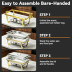 9QT Gold Rectangular Chafing Dishes Buffet, 7 Multi-Size Food Pan, 4Pack in Gold003, alternate view 7